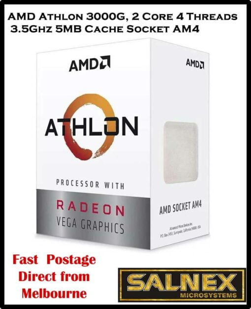 AMD Athlon 3000G, 2 Core 4 Threads 3.5Ghz 5MB Cache Socket AM4