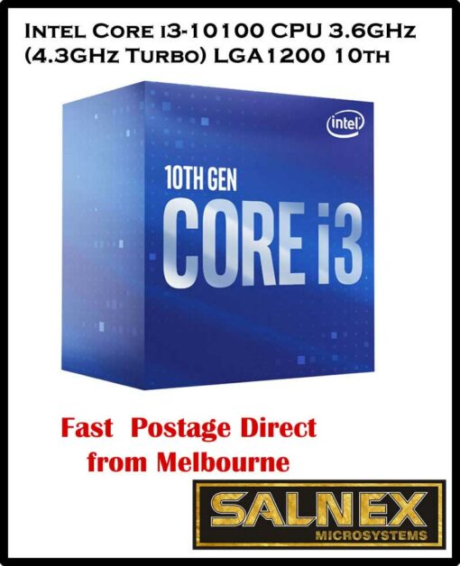 Intel Core i3-10100 CPU 3.6GHz (4.3GHz Turbo) LGA1200 10th Gen 4-Cores 8