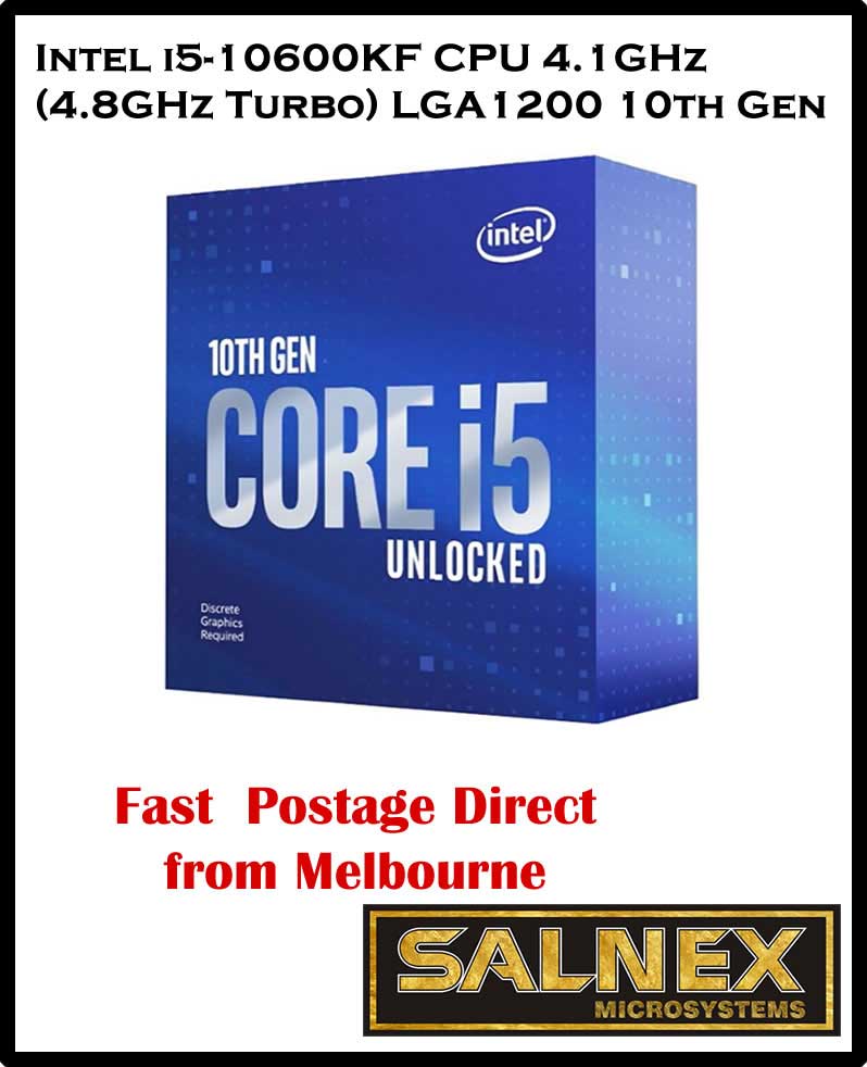Publicatie titel Vervagen Intel i5-10600KF CPU 4.1GHz (4.8GHz Turbo) LGA1200 10th Gen 6-Cores  12-Threads 12MB 95W Graphic Card Required Retail Box 3yrs Comet Lake no Fan  - SALNEX COMPUTERS