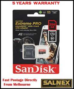 SanDisk Extreme Pro 256GB MicroSDXC UHS-I Memory Card - with SD Card Adaptor